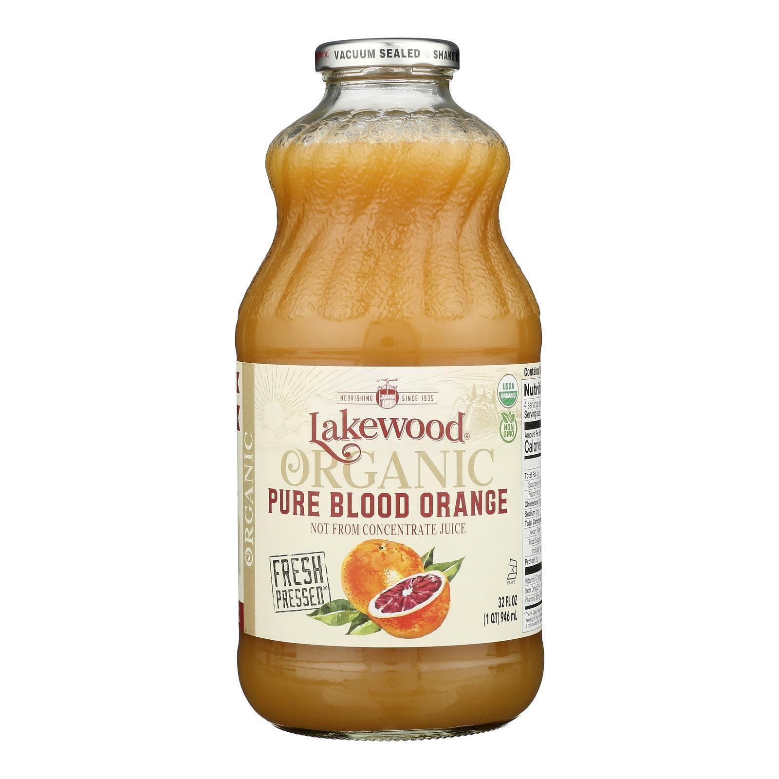 LAKEWOOD Organic Pure Blood Orange Juice, 32 FZ