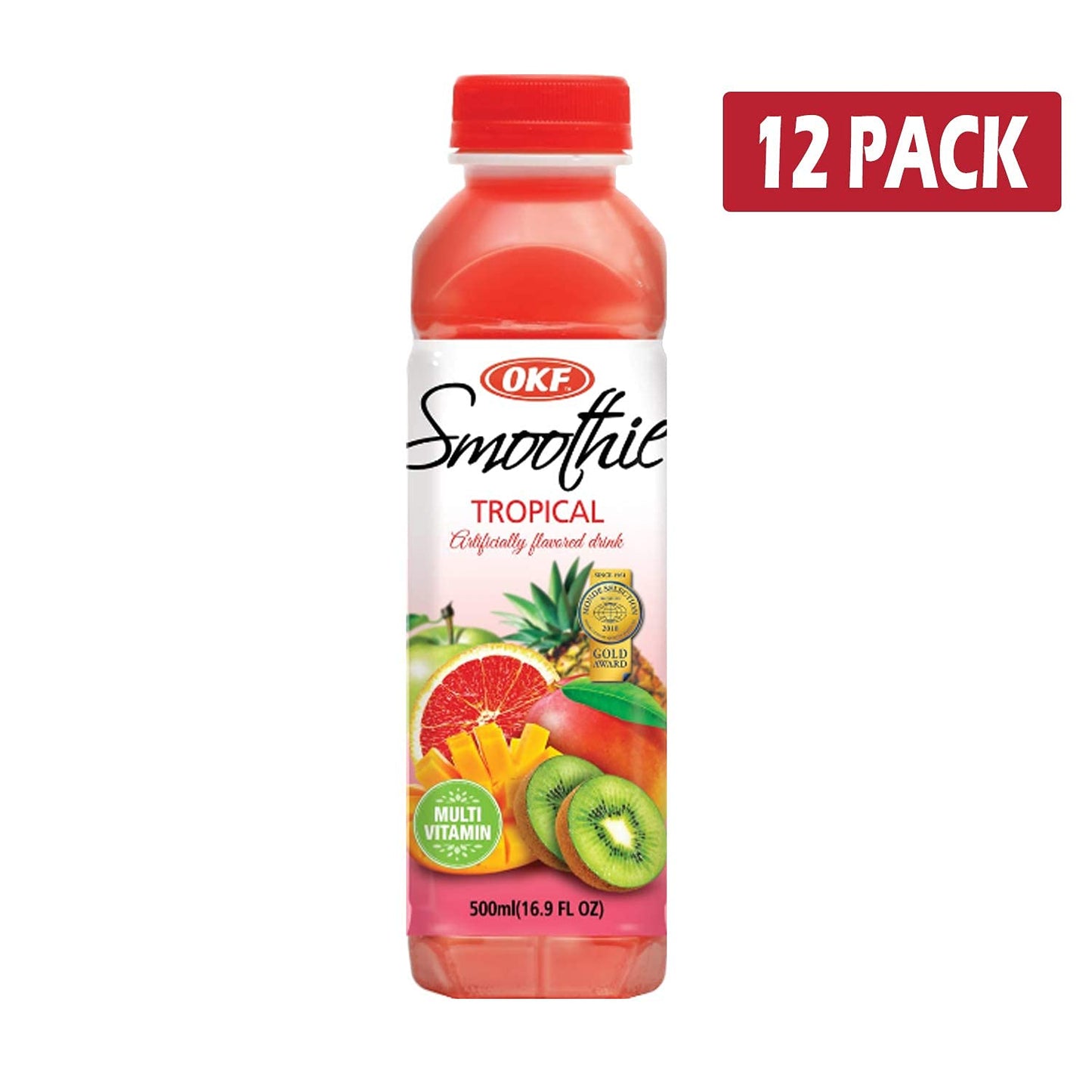 OKF Smoothie Multi Vitamin Drink, Tropical Flavor, 16.9 Fl Oz, Pack of 12
