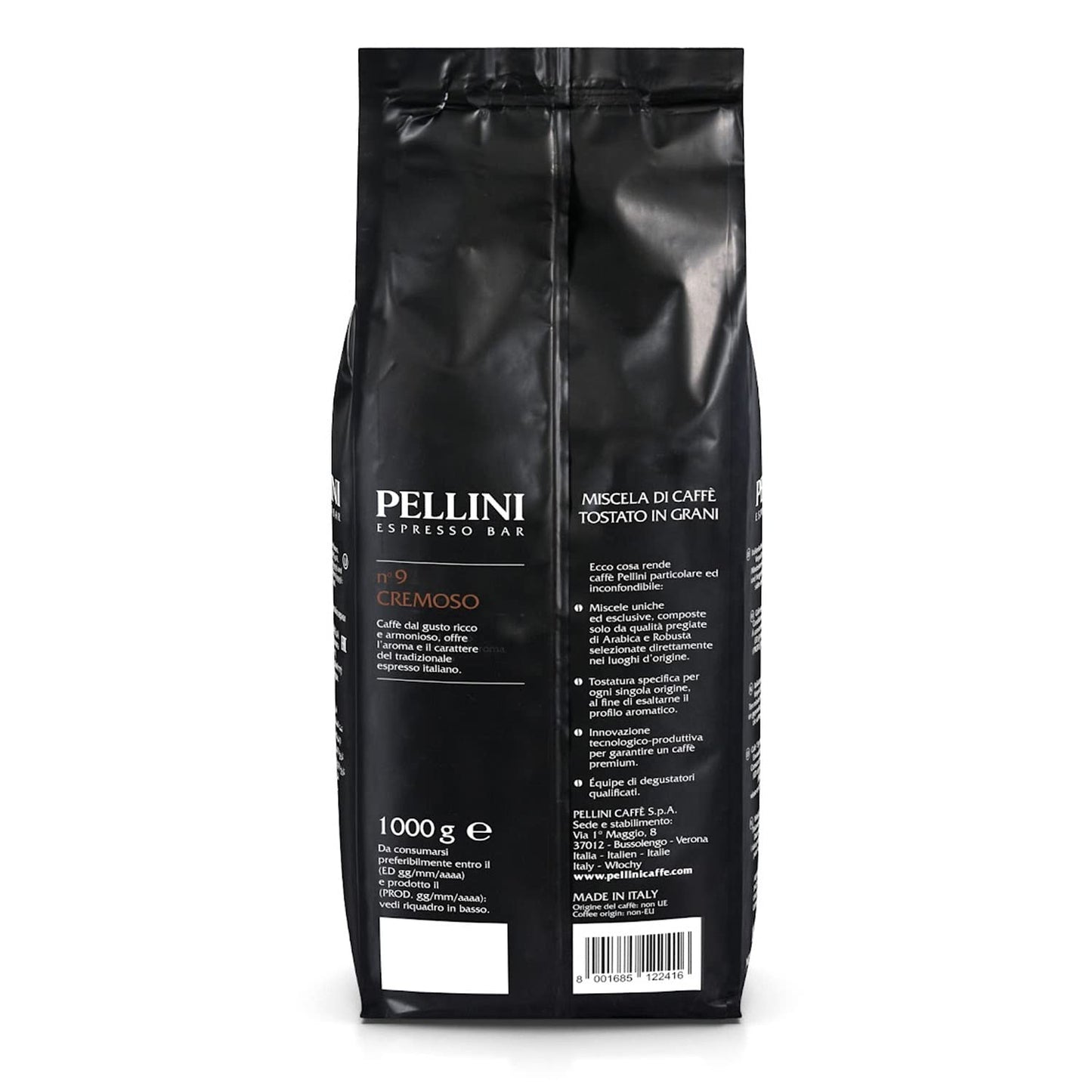 Pellini No.9 Cremeso Roasted Coffee Beans, 1kg (35.27 oz), Model 1136