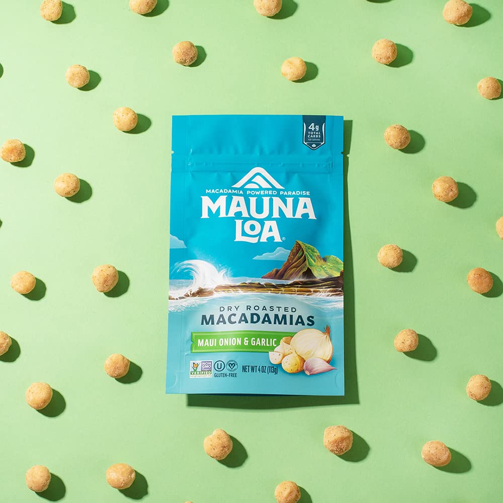 Mauna Loa Premium Roasted Macadamia Nuts, Garlic Flavor Onion, 4 Oz