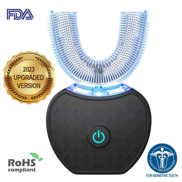 V-White Electric Toothbrush Adults - Ultrasonic U-Shaped Toothbrushes For Teeth Whitening - 360