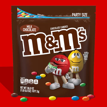 M&M'S Milk Chocolate Candy, Party Size, 38 Oz Bag (Pack Of 2)