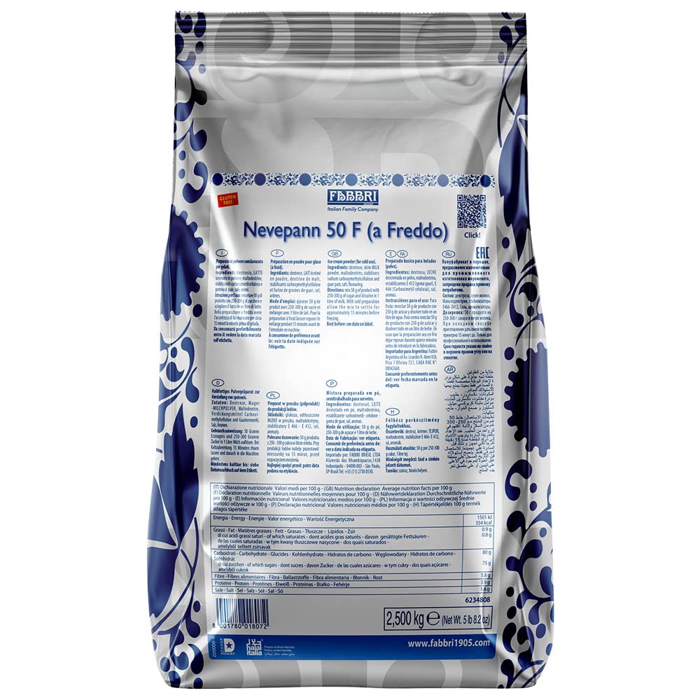 Fabbri Nevepann 50F (Cold Preparation), Base for Gelato and Ice Cream, 5.5lb