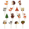 DRWATE 60PCS Woodland Creatures Cupcake Toppers Picks - Cardboard Cake Decorations for Baby Shower, Kids Birthday, Safari Party