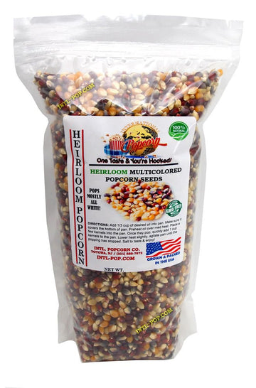 Intl. Popcorn Heirloom Multi-Colored Enhanced Popcorn Kernels • Pesticide-Free, Chemical-Free, Glyphosate-Free • Usa Grown • All Natural, Vegan, Gluten Free, Kosher • Low Calorie High Fiber Snack • Perfect For Movie Night • 1.9Lb