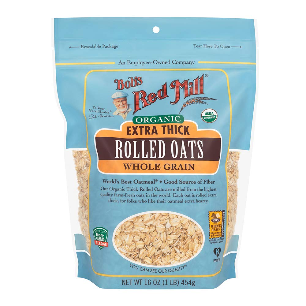 Bobs Red Mill Organic Extra Thick Rolled Oats, 16 Oz (Pack of 1) - Non GMO, Whole Grain, Vegan, Kosher