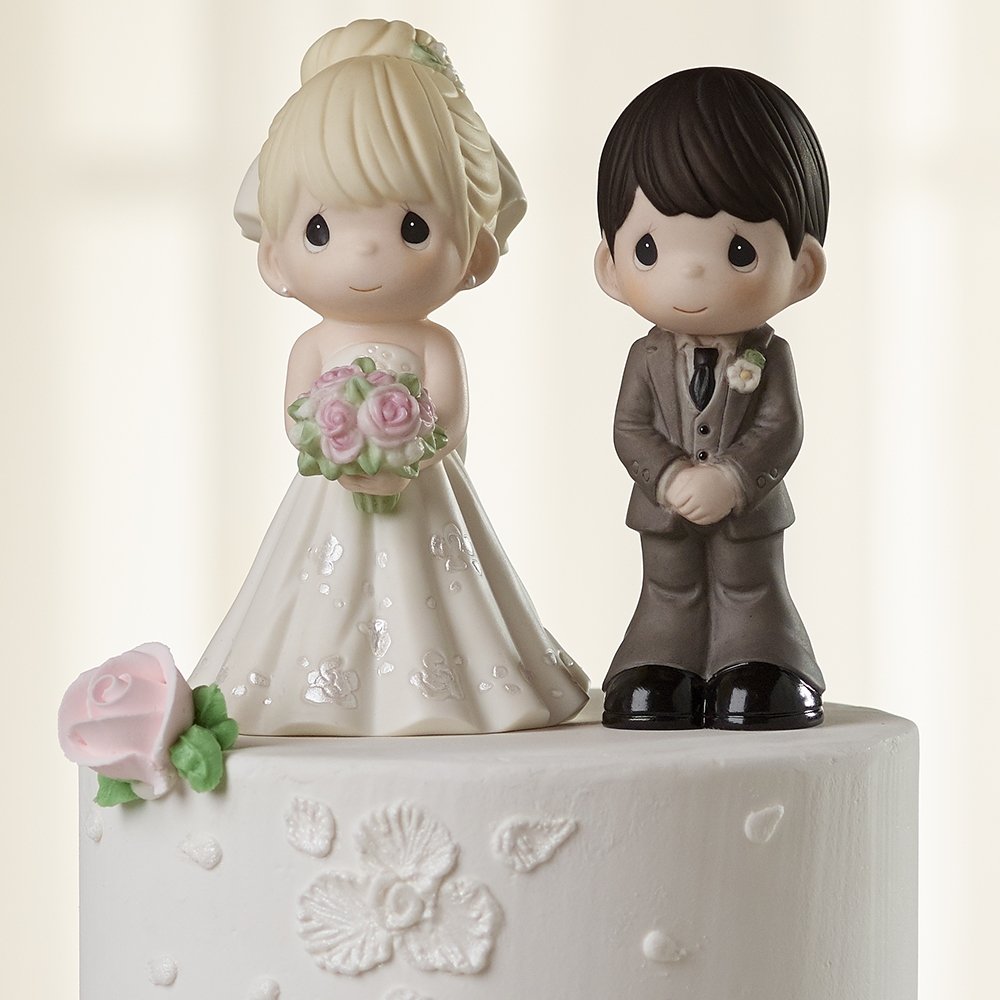 Precious Moments Perfect Couple Bride, Blonde Hair With Light Skin Tone Bisque Porcelain Wedding Figurine & Cake Topper, 172061,