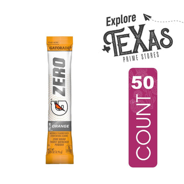 Gatorade Zero 50- Count Of Zero Orange Thirst Quencher Electrolyte Enhanced Sports Drink Powder 0.10Oz Packet