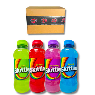 Skittles Drinks 4 Flavor Variety Pack 14oz | 4 Bottles | Wild Berry, Tropical, Sour and Original Flavor | Skittles Juice
