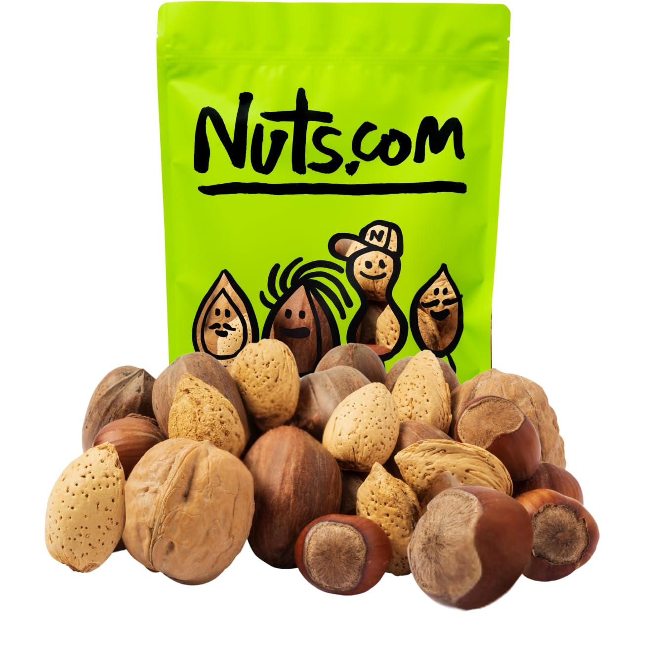 Nuts.com Mixed Nuts in Shell - 3 lb Bag, No Brazil Nuts, Natural, Includes Walnuts, Hazelnuts, Pecans, Almonds