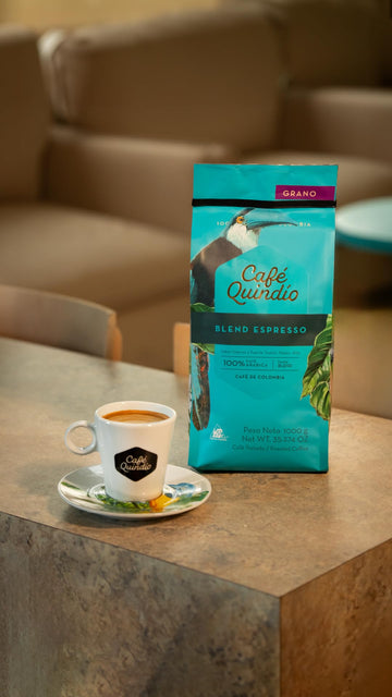 Cafe Quindio Espresso Blend - Medium/Dark Roast 100% Colombian Excelso Ground Arabica Coffee - 35.2 Ounce Bag (1Kg)