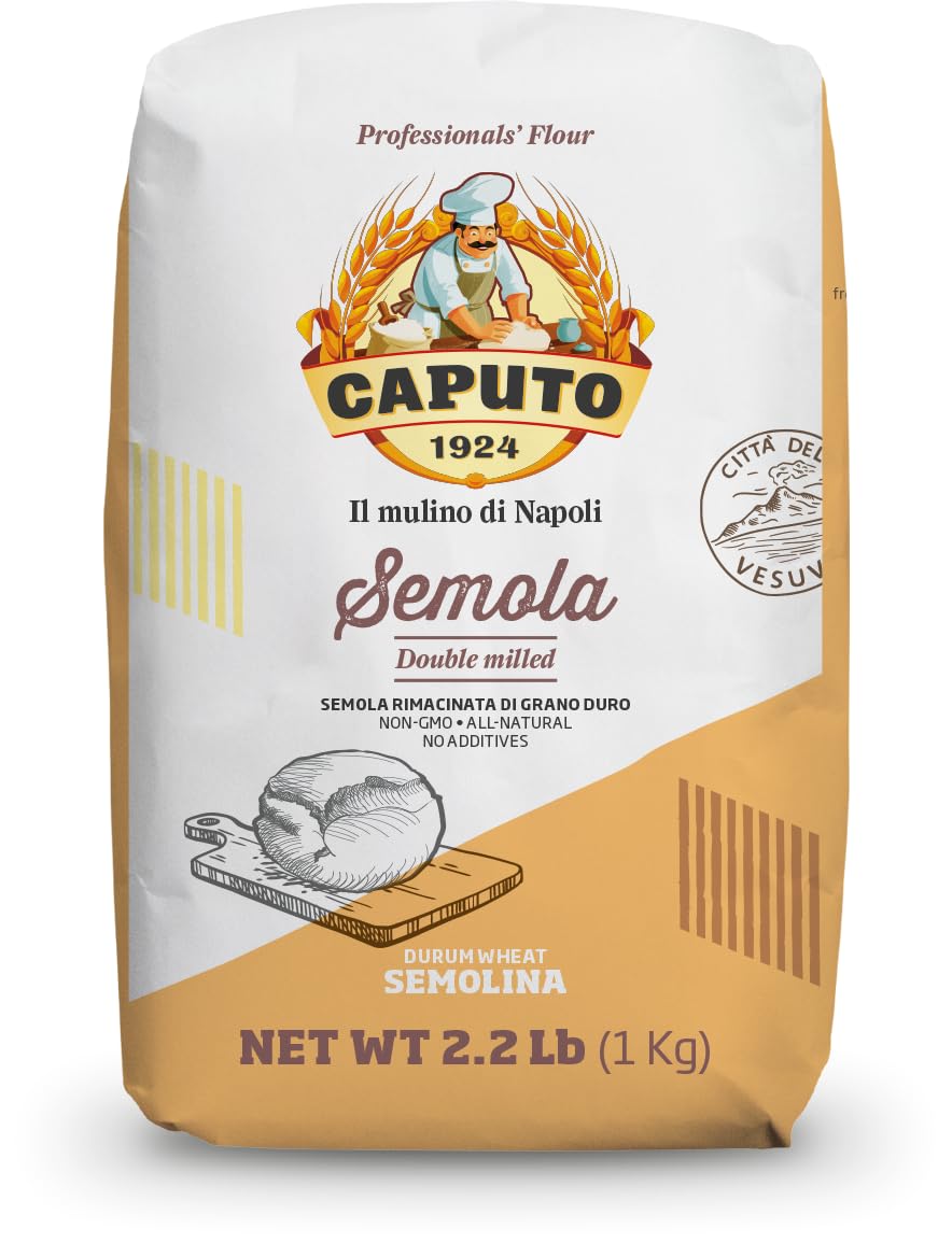Caputo Antimo Di Grano Duro Rimacinata Semolina Flour - All Natural Dough For Fresh Pasta, 2.2 Lb