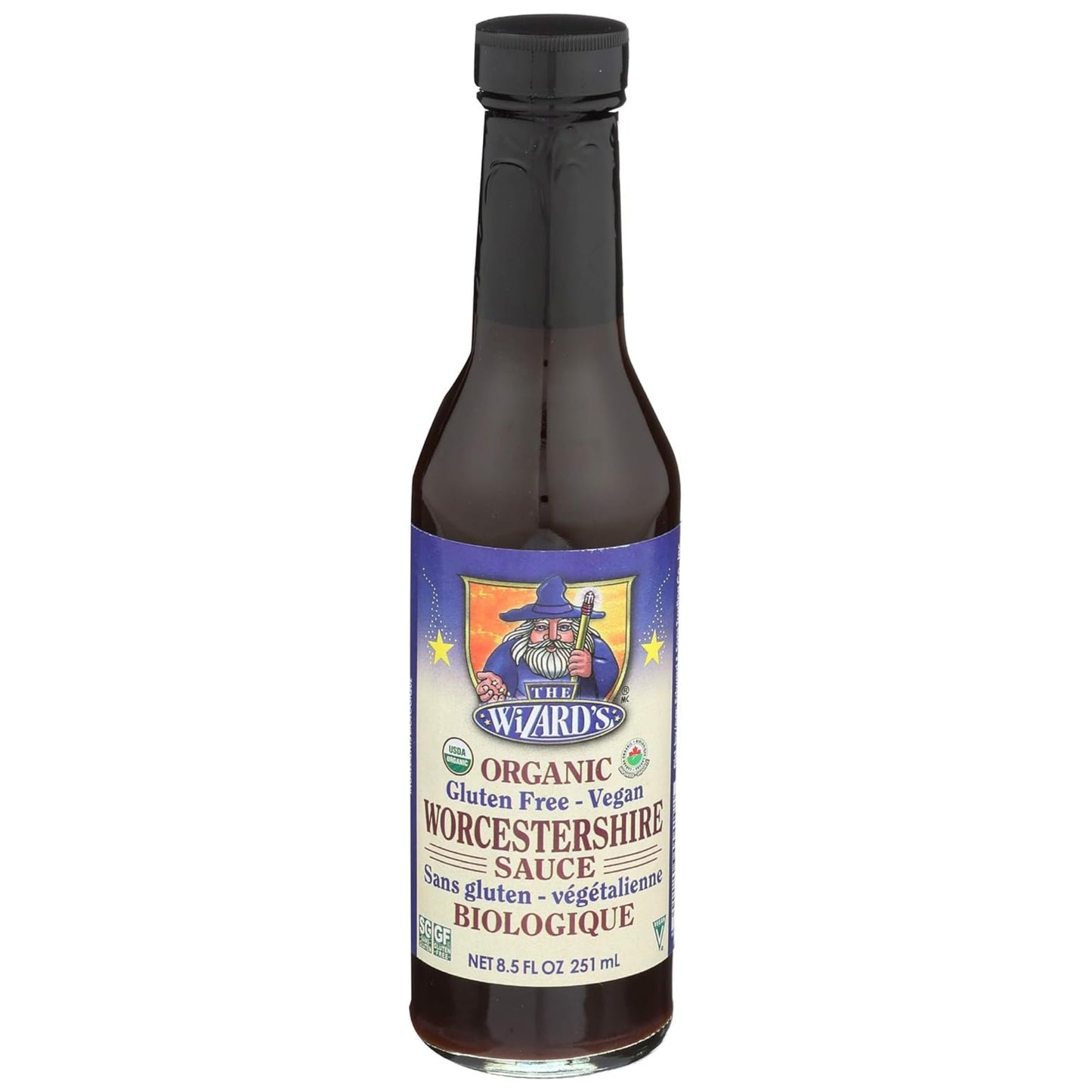 The WizardS Sauce Organic Gluten Free & Vegan Worcestershire Sauce - Fish Sauce Organic Spices & Seasonings Plant Based Vegan Gluten Free Non-Gmo Project Verified Usda Organic - 8.5 Oz