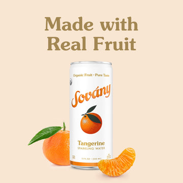 Sov Ny Sparkling Water, Tangerine, Seltzer Water Drinks, Usda Organic, Made With Real Fruit, Non-Gmo, Vegan, No Added Sugar, Lo