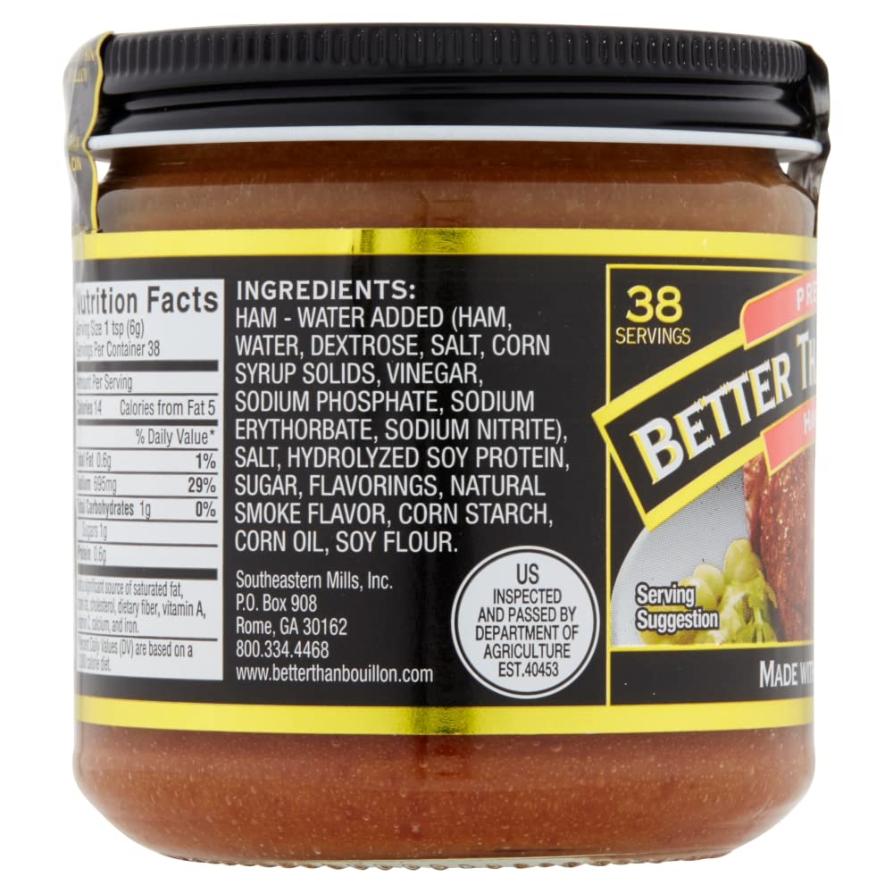 Better Than Bouillon Premium Ham Base, 8-Ounce Jar, Pack of 4, Blendable Flavor Enhancer