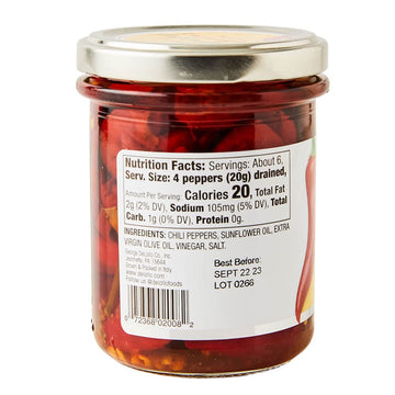DeLallo Whole Calabrian Chili Peppers, Hot & Spicy, 6.7oz Jar, 6-Pack