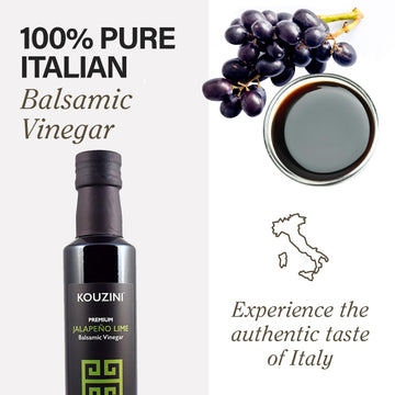 Kouzini Ultra Premium Jalapeno Lime Balsamic Vinegar, Aged Balsamic Vinegars From Modena, Italy, Premium, Smooth & Full-Bodied Flavor, 250Ml Bottle
