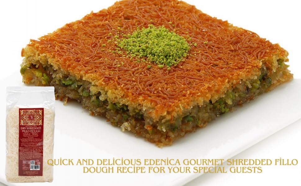 Edenica Gourmet Handmade Dry Shredded Fillo Dough - Perfect For Kataifi, Knafeh, Dubai Pistachio Chocolate Bars, Baklava - All-N