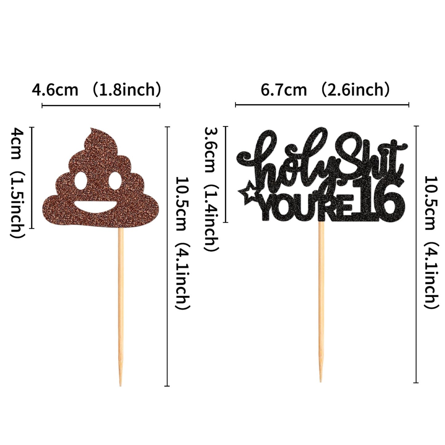 Keaziu 24 Pack Holy Shit You Are 16Th Cupcake Toppers Sweet Sixteen 16 Happy 16 Cupcake Picks For 16Th Birthday Wedding Annivers