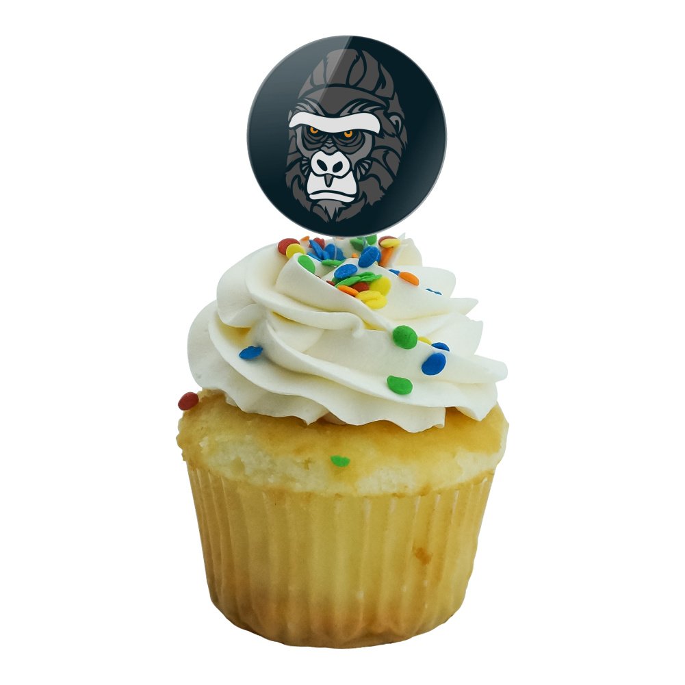 Gorilla Face Cupcake Picks Toppers Decoration Set Of 6