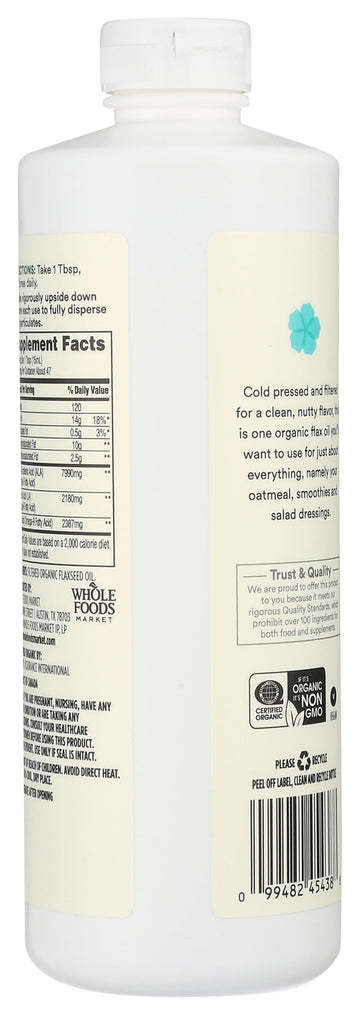365 Everyday Value Organic Flax Oil, 24 fl oz - Cold Pressed, Non-GMO, Healthy Omega-3 Fatty Acids, Pack of 1