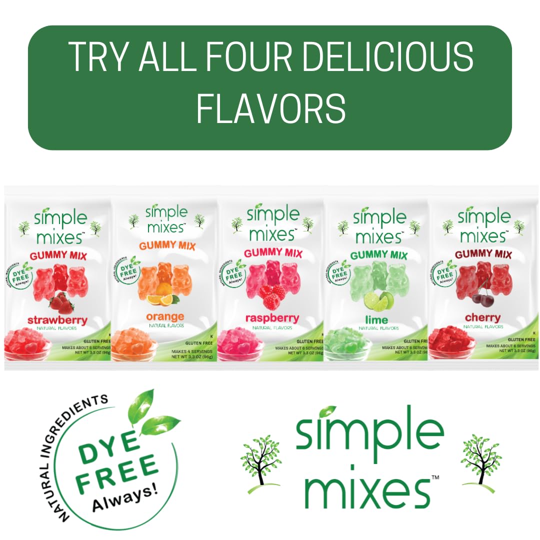 Simple Mixes Natural Gummy Mix, Healthy Snack, Dye-Free, No Gluten Or Fat, Kosher, (3-Pack, Cherry)