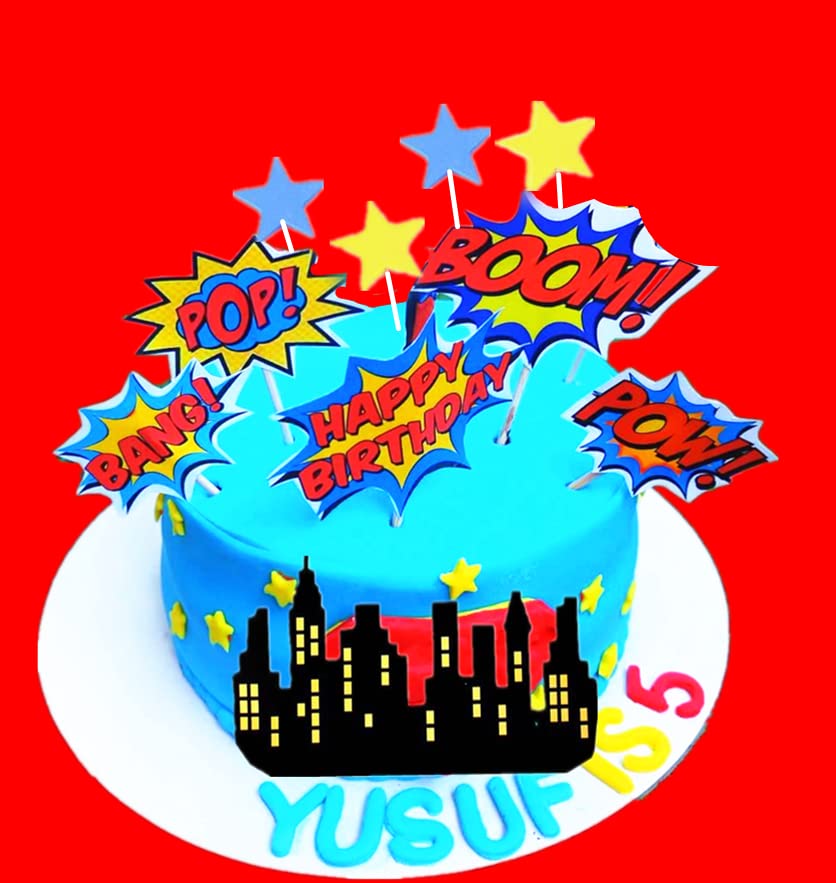 Gallarato Superhero Birthday Cake Topper Happy Birthday Cake Decorations For Hero Themed Birthday Party Supplies Superhero Birth