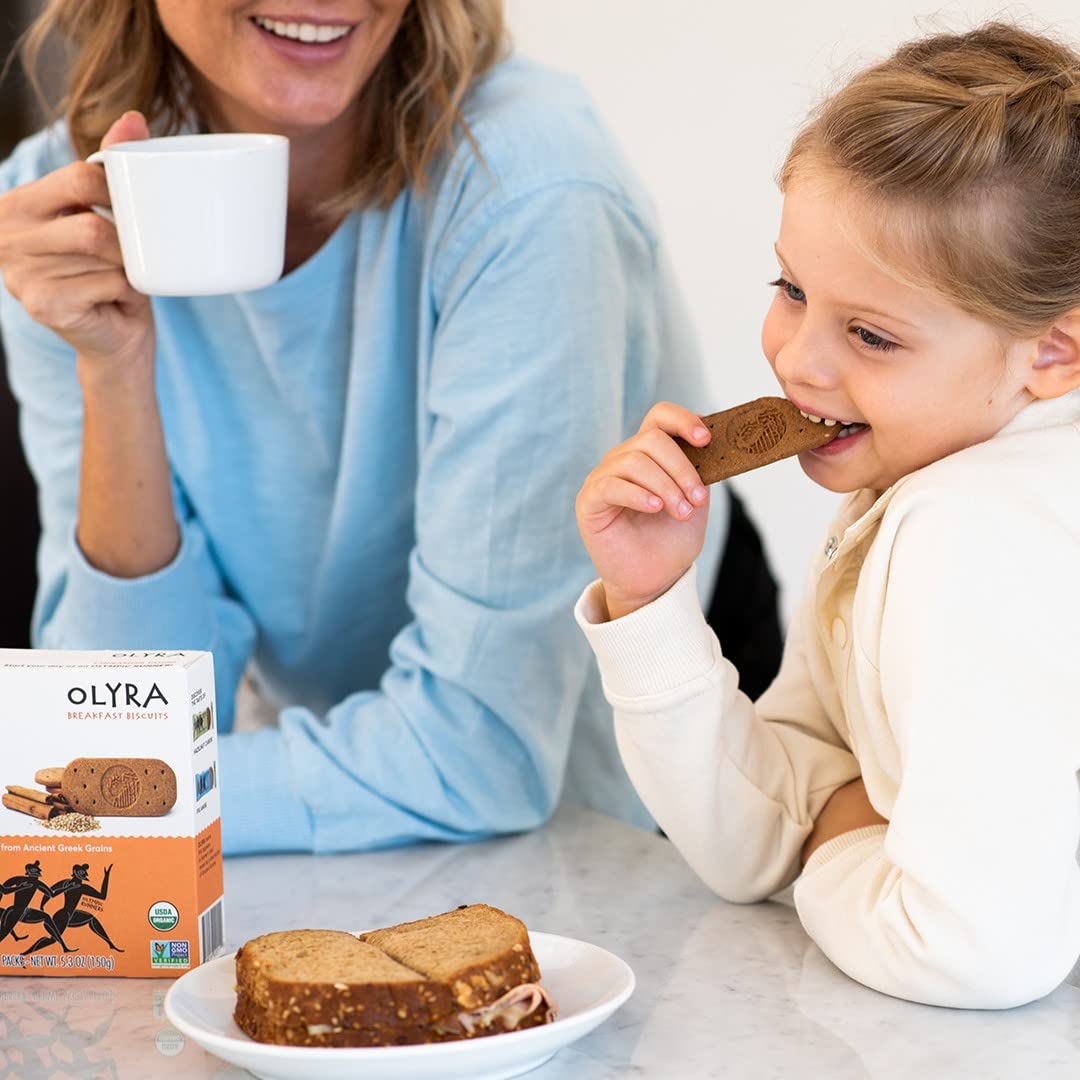 Olyra Breakfast Biscuits Cinnamon Tahini, Kids Healthy Snacks, Low Sugar, High Fiber, Plant-Based Protein Cookies, Organic Break