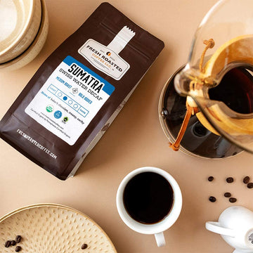 Fresh Roasted Coffee, Organic Sumatra Water Decaf | 12 Oz |100% Single Origin | Medium Roast | Rfa Kosher | Whole Bean