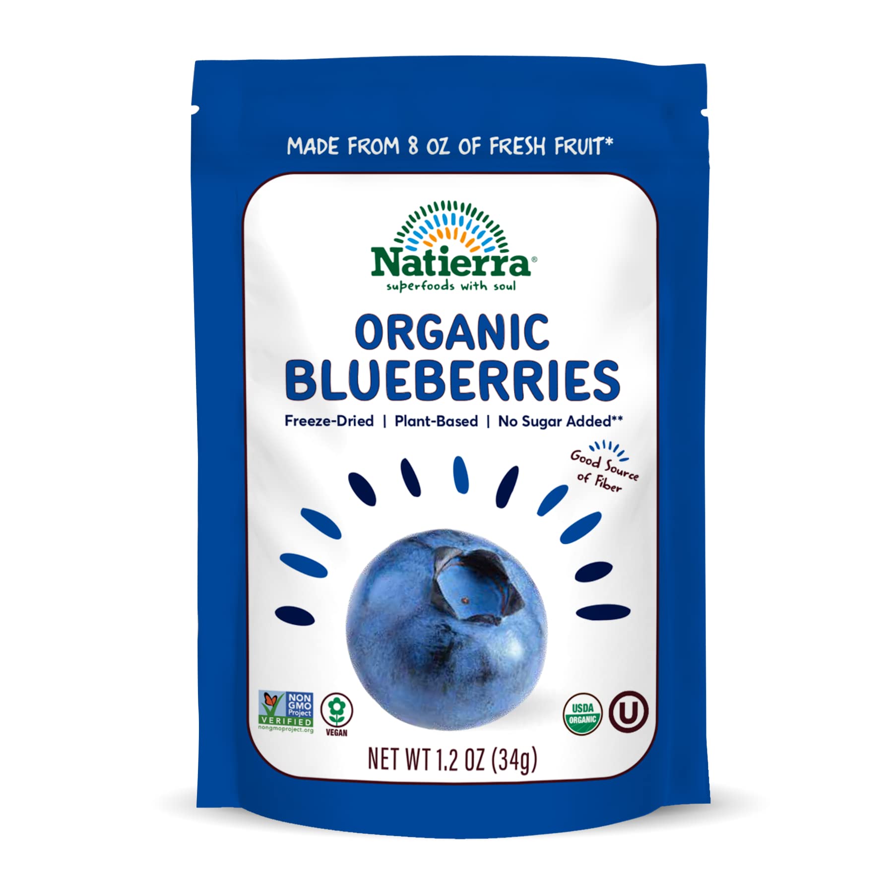 Natierra Nature'S All Foods Organic Freeze-Dried Blueberries, Non-Gmo & Vegan, 1.2 Ounce