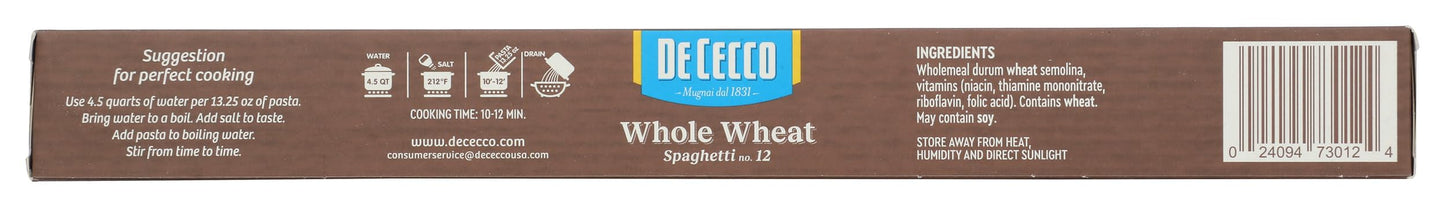 De Cecco Pasta Whole Wheat Spaghetti, 13.25 Oz