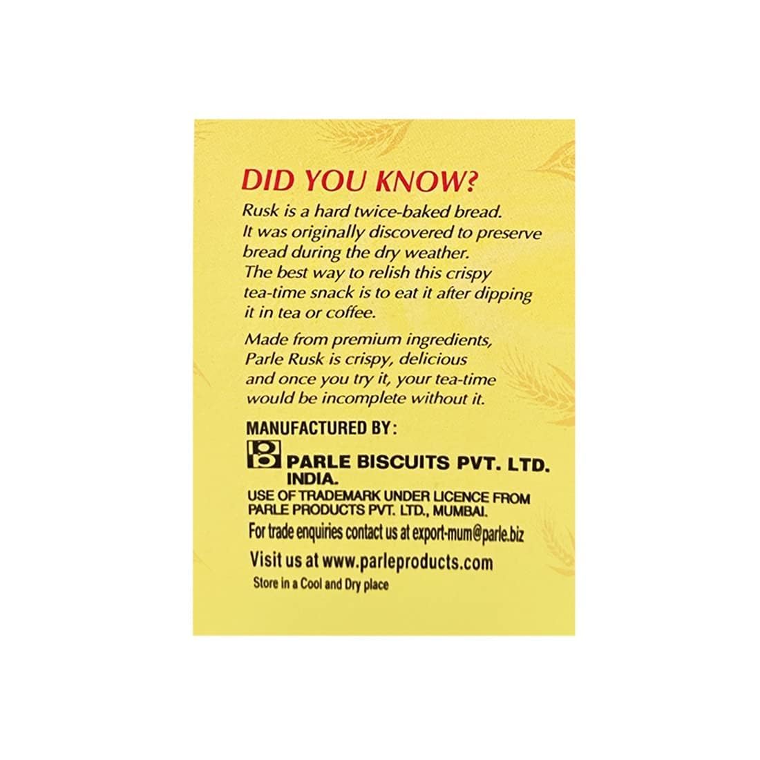 Parle Cardamom Elaichi Rusk Crispy Snack (600 Grams / 21.16 Oz)