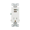 Eaton TR7740-W Combination USB Charger with Tamper Resistant Receptacle, 2-Pole, 3-Wire Grounding, 1.9 x 3.8 x 5.9, White