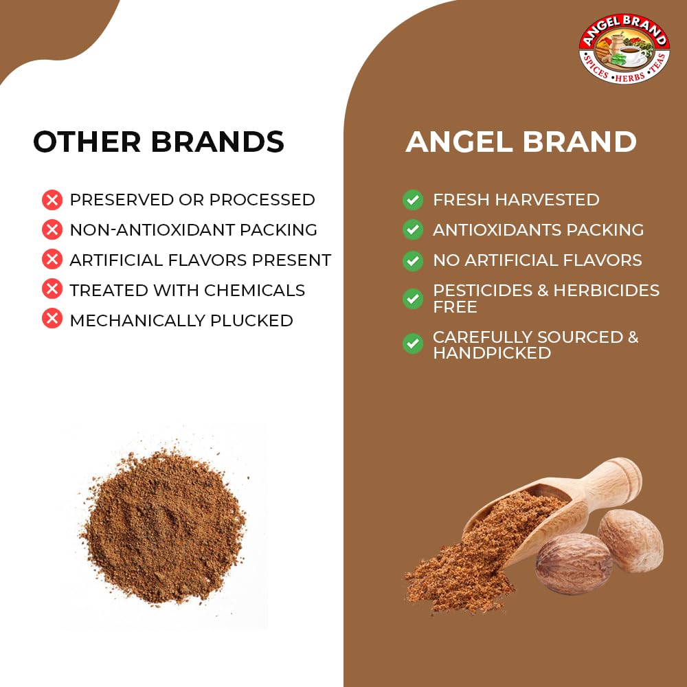 Angel Brand Ground Nutmeg 3.5 Oz Bottle - Premium Rich And Aromatic Taste Of Carefully Selected Nutmeg Ground - Versatile And Po