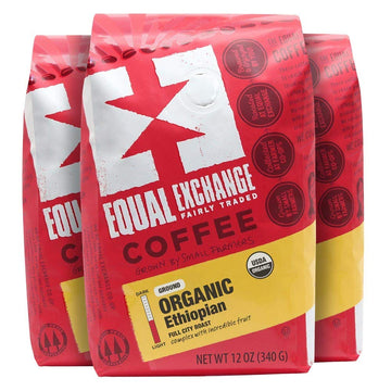 Equal Exchange Ethiopian Organic Coffee Ground, 12-Ounce Packages (Pack Of 3)