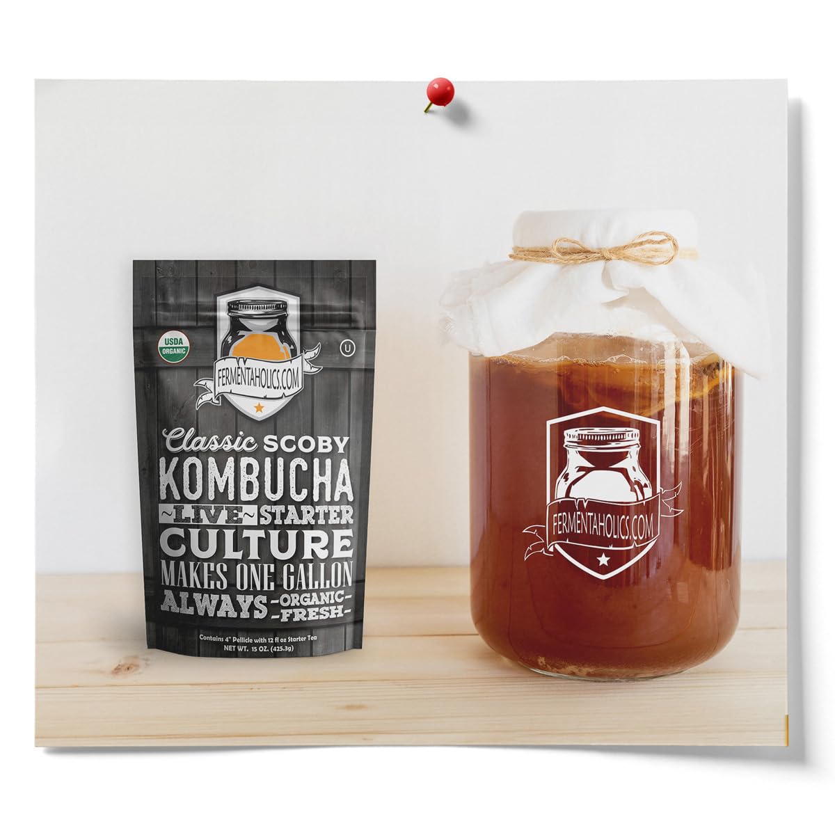 Fermentaholics Kombucha Scoby & Starter Tea | Live, Fresh, Organic Starter Culture | Diy Kombucha | 12Oz Fresh Starter Tea