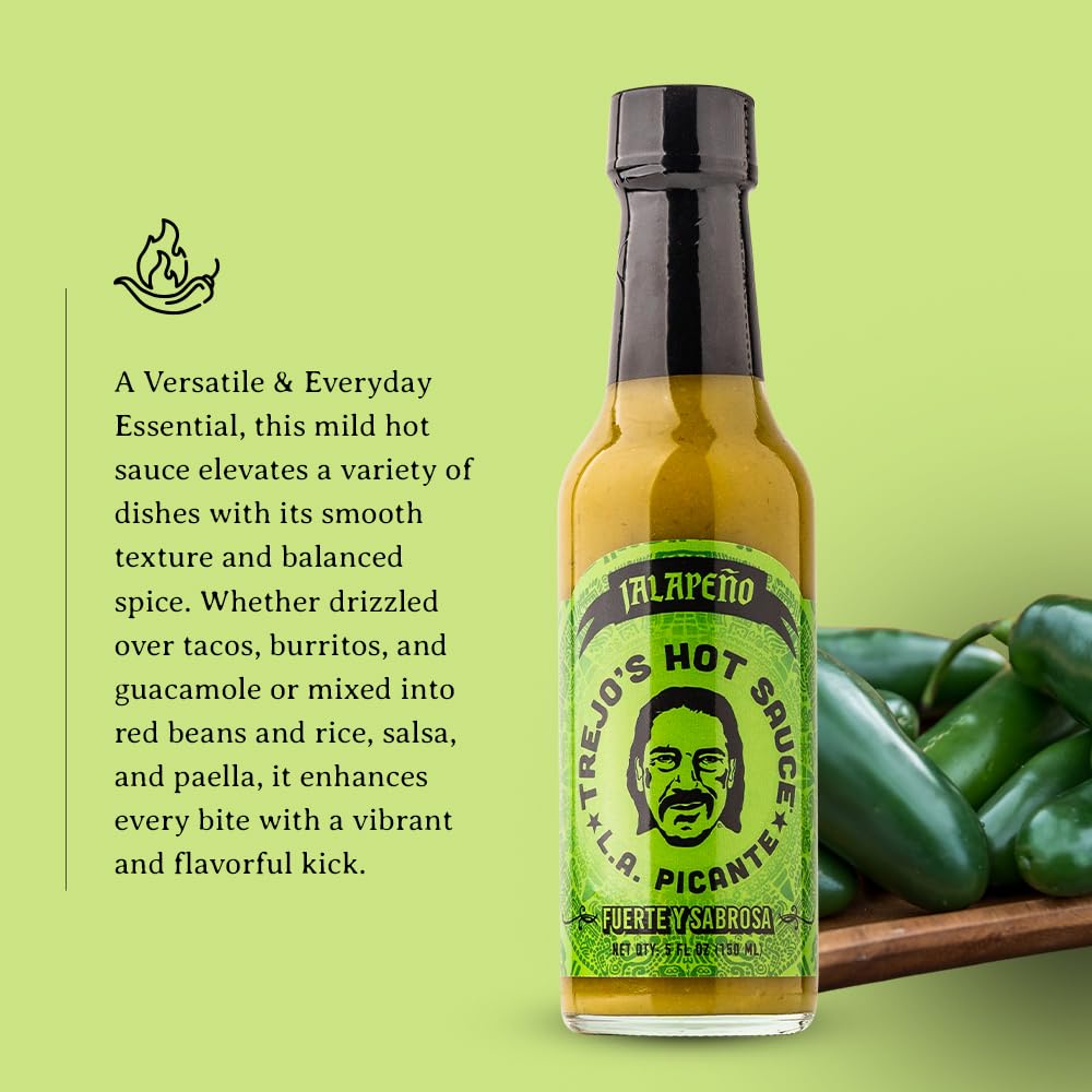 Trejo'S Jalapeo Hot Sauce | Zesty & Flavorful With Green Olives, Lime & Honey | Tangy & Balanced | Non-Gmo & Vegetarian | Perfec