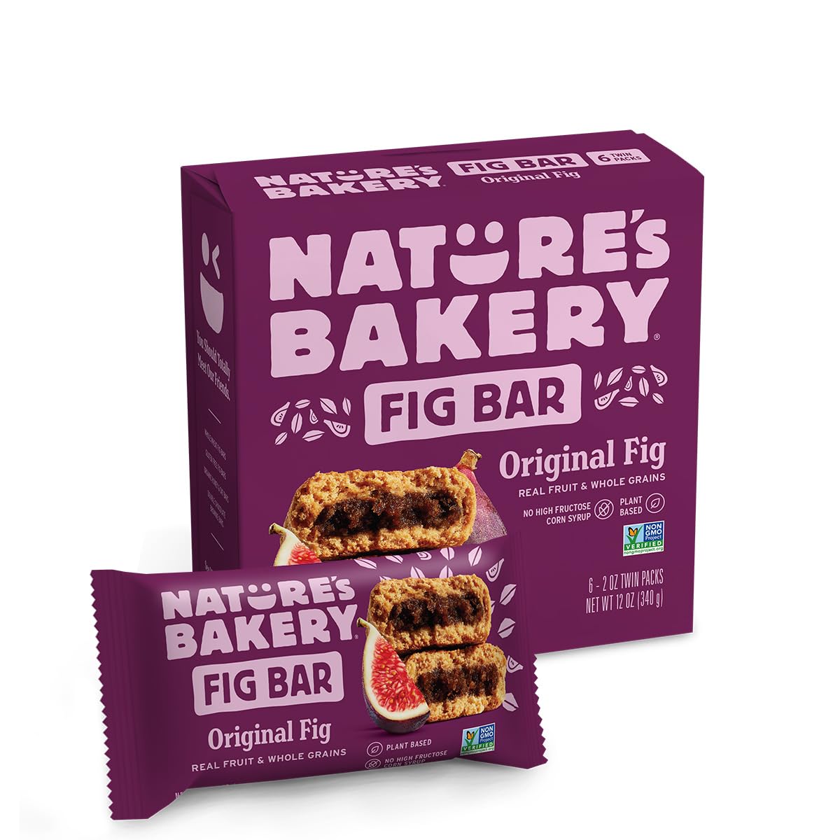 Nature'S Bakery Whole Wheat Fig Bars, Original Fig, Real Fruit, Vegan, Non-Gmo, Snack Bar, 1 Box With 6 Twin Packs (6 Twin Packs