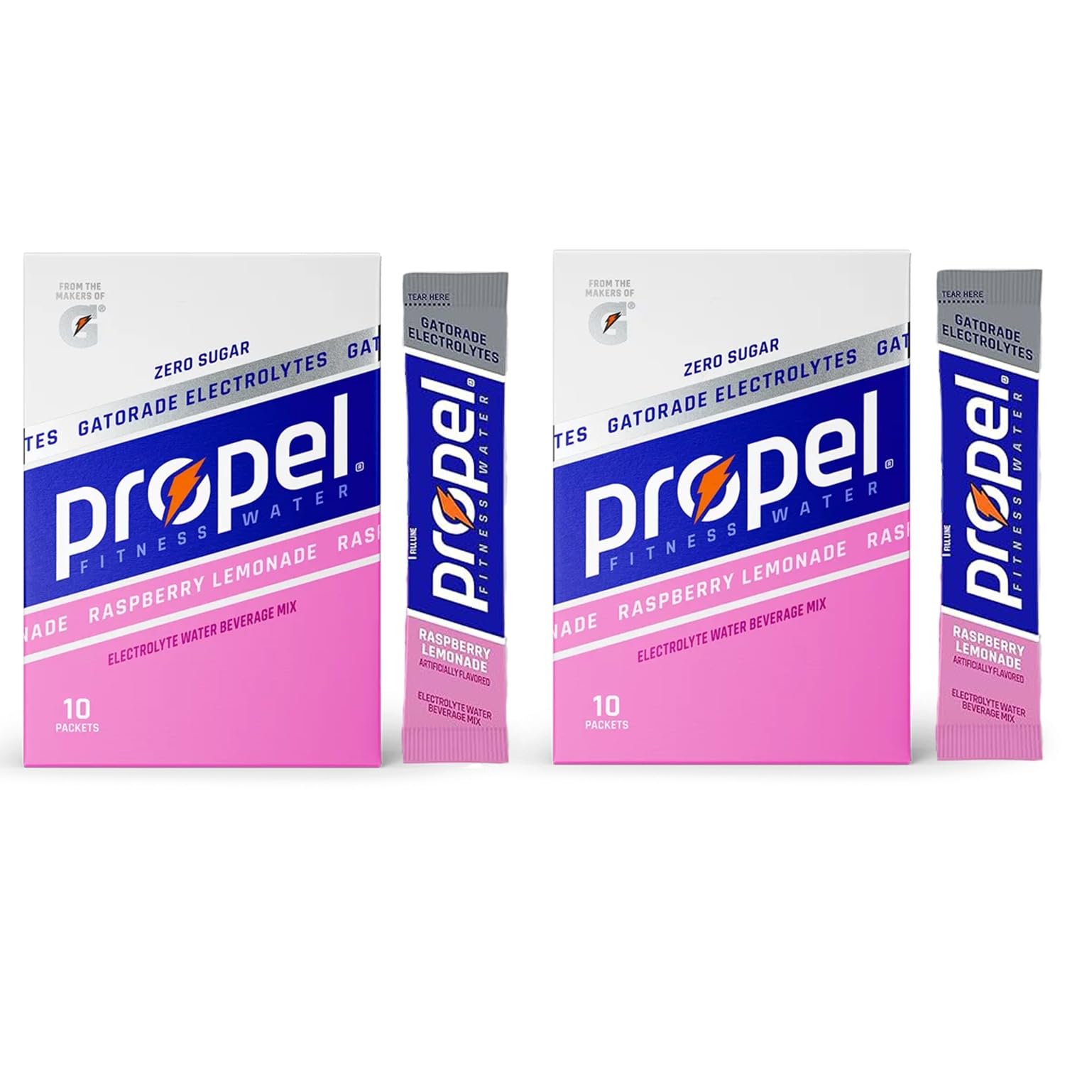 Propel Powder Packets, Raspberry Lemonade With Electrolytes, Vitamins And No Sugar, 20 Count (Pack Of 2) - In Garizze Box