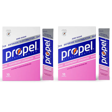 Propel Powder Packets, Raspberry Lemonade With Electrolytes, Vitamins And No Sugar, 20 Count (Pack Of 2) - In Garizze Box