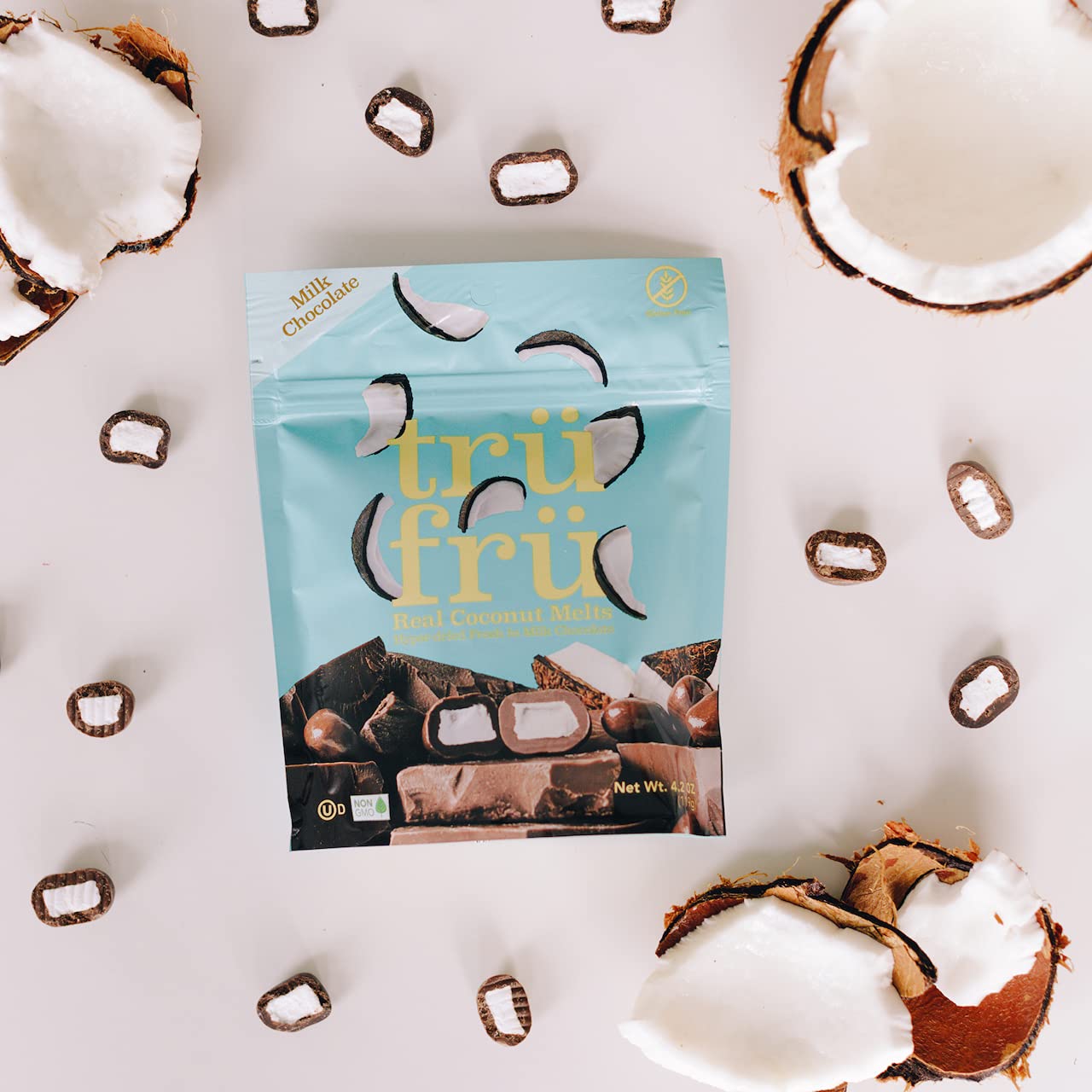 Tru Fru Real Coconut Melts Hyper-Dried Fresh In Milk Chocolate, 4.2 Ounce Bag