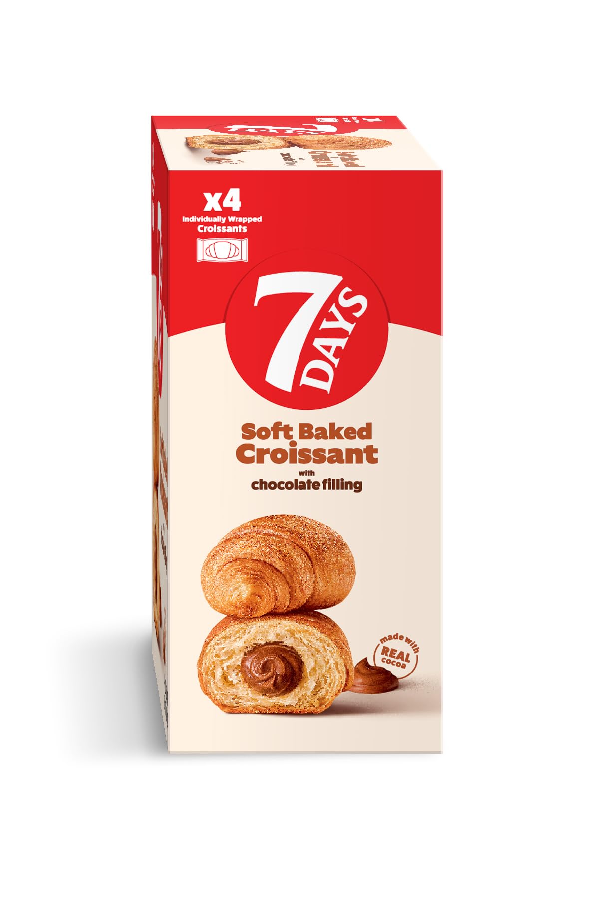 7Days Soft Croissant Multipacks (16 Pack), Chocolate, 4 Boxes, Non-Gmo Breakfast Pastry (2.12Oz, Pack Of 16)