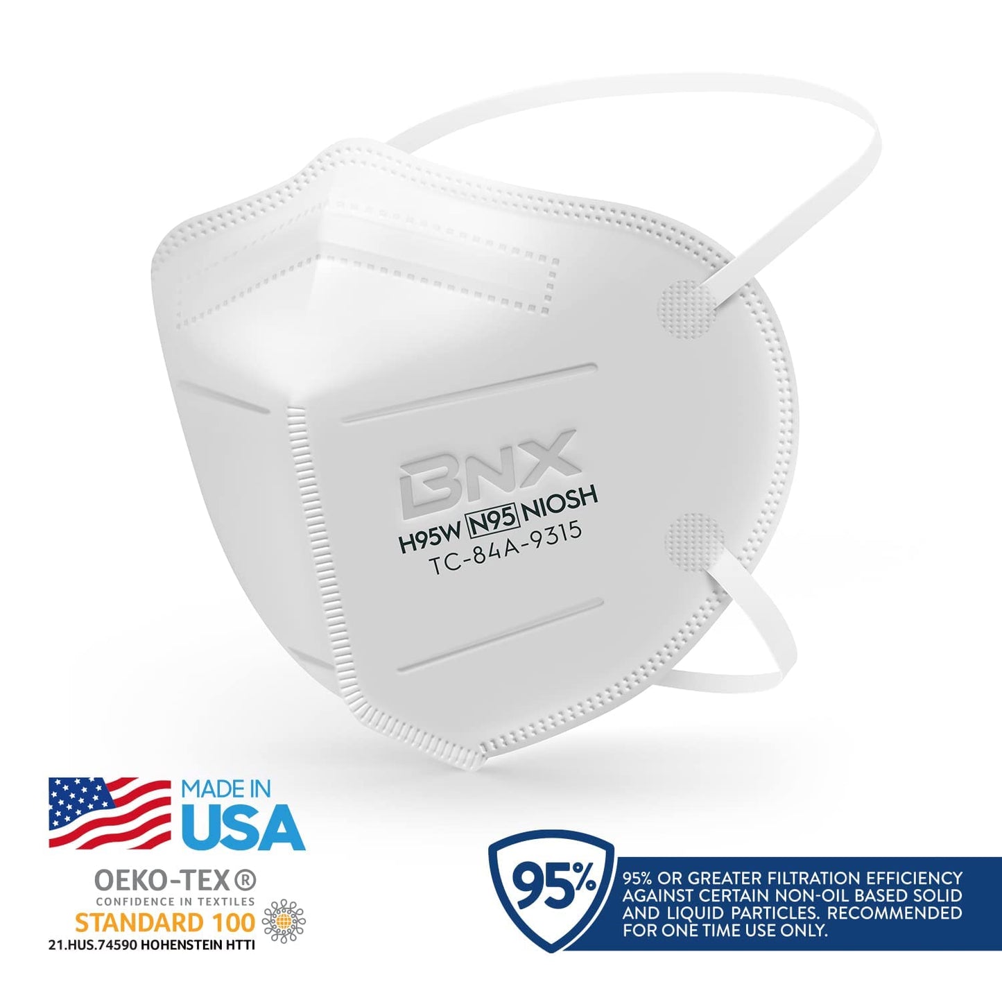 Bnx N95 Mask Niosh Certified Made In Usa Particulate Respirator Protective Face Mask (20-Pack, Approval Number Tc-84A-9315 / Mod