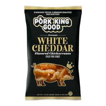 Pork King Good Pork Rinds - White Cheddar 24 Pack Case (Chicharrones)