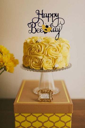 Laventy Happy Bee Day Cake Topper Bumble Bee Cake Topper Bumble Bee Themed Party Happy Supplies Bumble Bee Decoration