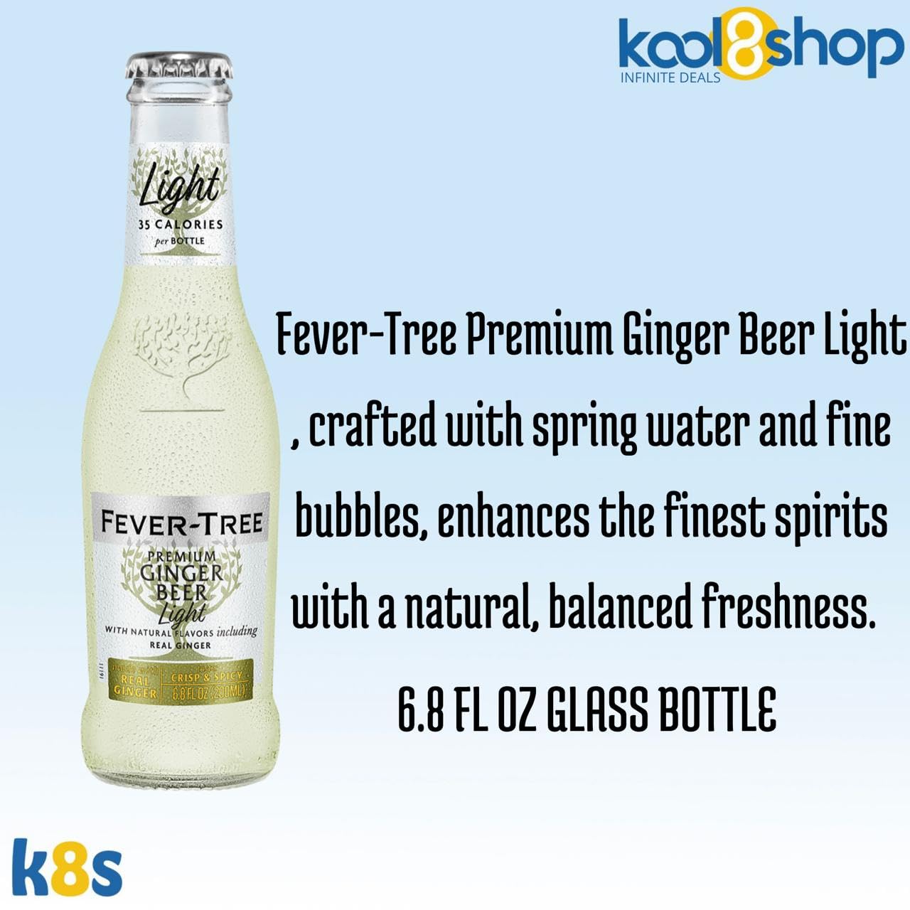 Fever-Tree Ginger malt-inspired Light Premium Mixer 12 Pack with 20 Plastic Stirrer Sticks