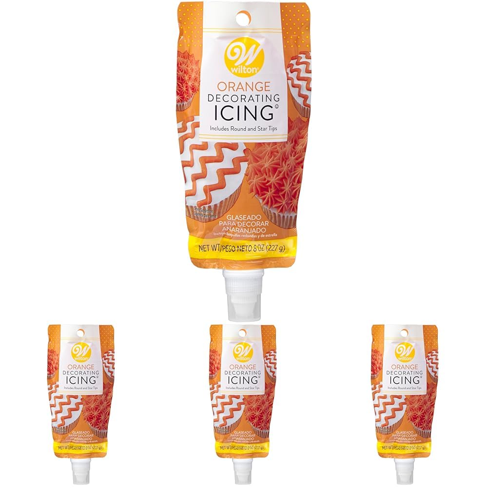 Food Items Icing Pouch W/Tips Orange, Us:One Size (Pack Of 4)