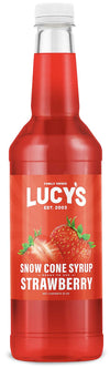 Lucys Shaved Ice Snow Cone Syrup - Strawberry - 32 oz Bottle - Perfect for Summer Treats
