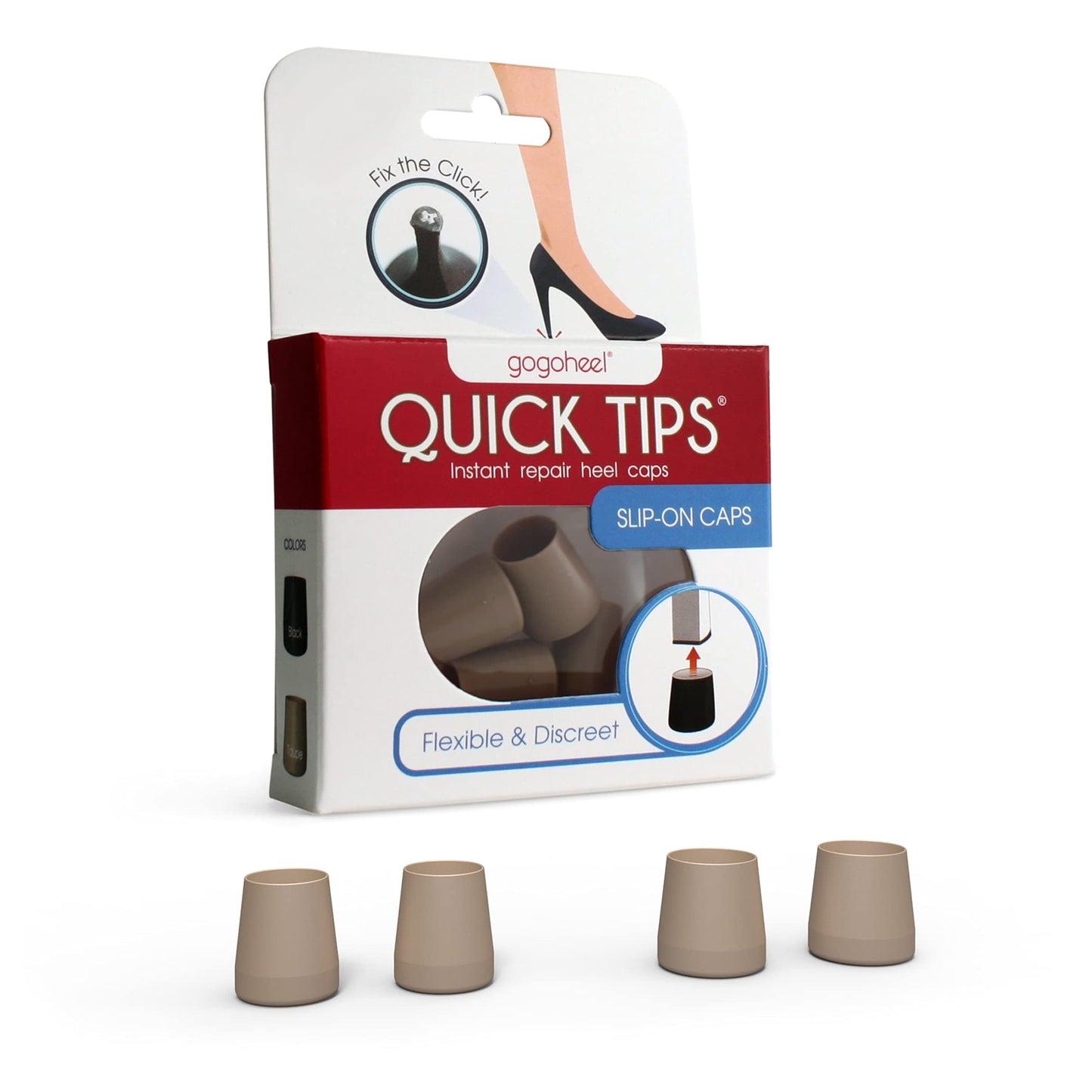 Gogoheel Quick Tips - The Original High Heel Protector & Heel Repair Caps - 2 Pairs (X-Small, Small, Taupe)
