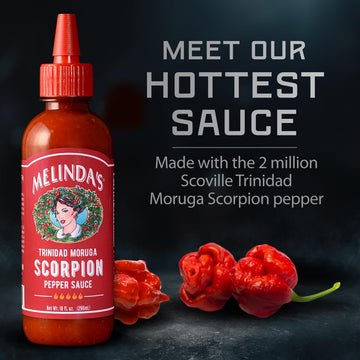 Melindas Scorpion Pepper Hot Sauce - Gourmet Hot Sauce with Trinidad Moruga Scorpion Pepper - 10 Fl Oz - Vegan, Gluten Free